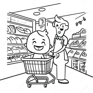 Happy Publix Shopping Scene Coloring Page 66394-53242