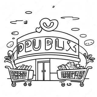 Happy Publix Shopping Scene Coloring Page 66394-53244