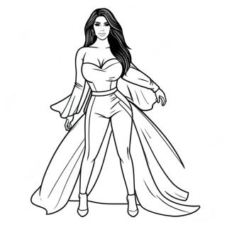 Kim Kardashian In Glamorous Outfit Coloring Page 66424-53263