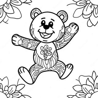 Colorful Grateful Dead Bear Dancing Coloring Page 66464-53300