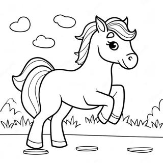 Playful Puppy With A Galloping Horse Coloring Page 66484-53313