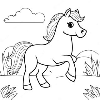 Playful Puppy With A Galloping Horse Coloring Page 66484-53314