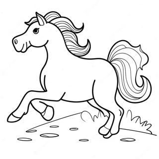 Playful Puppy With A Galloping Horse Coloring Page 66484-53315