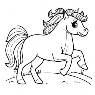 Playful Puppy With A Galloping Horse Coloring Page 66484-53316