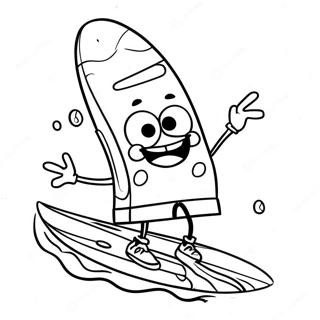 Chill Spongebob With A Surfboard Coloring Page 66494-53321