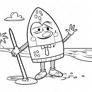 Chill Spongebob With A Surfboard Coloring Page 66494-53323