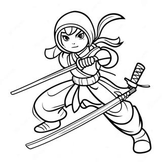 Ninja Girl With Katana Coloring Page 66534-53354