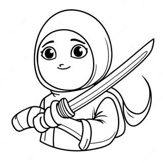 Ninja Girl With Katana Coloring Page 66534-53355