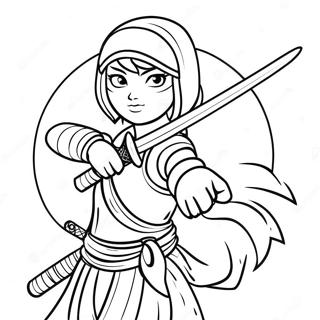 Ninja Girl With Katana Coloring Page 66534-53356