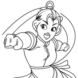 Chun Li In A Dynamic Fighting Pose Coloring Page 66614-53414