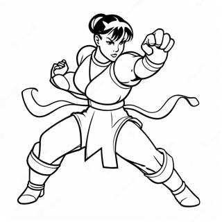 Chun Li In A Dynamic Fighting Pose Coloring Page 66614-53416