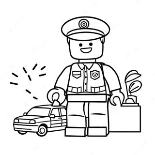 Lego Police Officer In Action Coloring Page 66674-53457