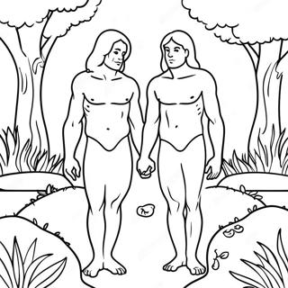 Adam And Eve In The Garden Coloring Page 66714-53493