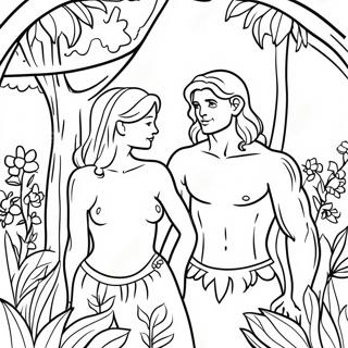 Adam And Eve In The Garden Coloring Page 66714-53494