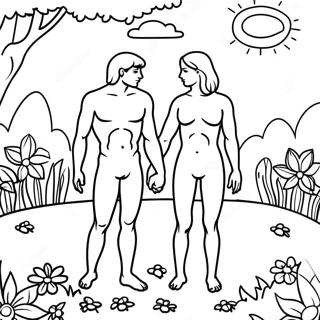 Adam And Eve In The Garden Coloring Page 66714-53495