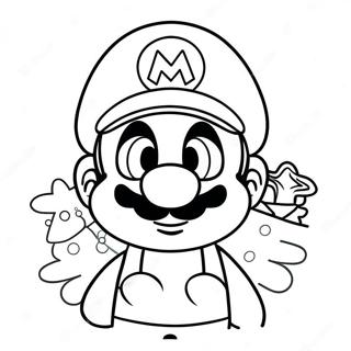 Festive Mario With Santa Hat Coloring Page 6687-5447