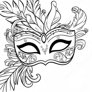 Colorful Masquerade Mask With Feathers Coloring Page 66934-53665