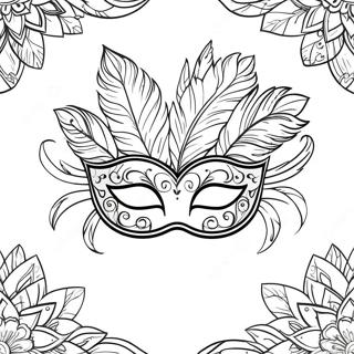 Colorful Masquerade Mask With Feathers Coloring Page 66934-53666