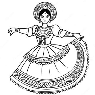 Folklorico Dancer In Traditional Dress Coloring Page 66953-53678