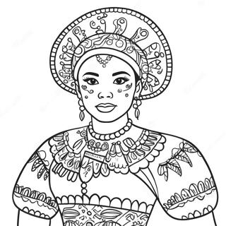 Folklorico Dancer In Traditional Dress Coloring Page 66953-53680