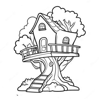 Whimsical Tree House Adventure Coloring Page 66964-53686