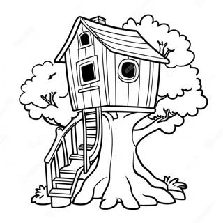 Whimsical Tree House Adventure Coloring Page 66964-53687