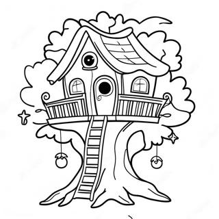 Whimsical Tree House Adventure Coloring Page 66964-53688