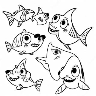 Funny Shark Tale Characters Coloring Page 67064-53769