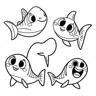 Funny Shark Tale Characters Coloring Page 67064-53770