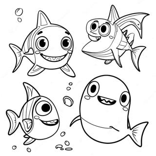 Funny Shark Tale Characters Coloring Page 67064-53771