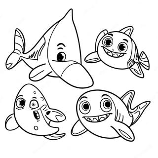 Funny Shark Tale Characters Coloring Page 67064-53772