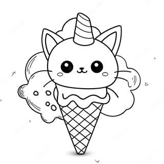 Cat In Ice Cream Cone Coloring Pages