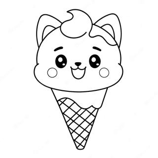 Cute Cat In Ice Cream Cone Coloring Page 67103-53794