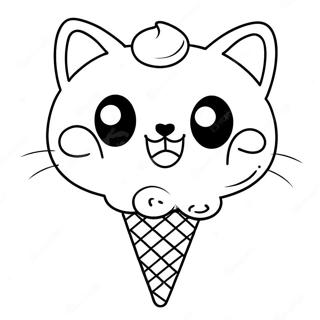 Cute Cat In Ice Cream Cone Coloring Page 67103-53795