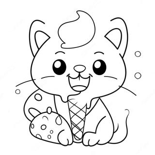 Playful Cat With Colorful Ice Cream Cone Coloring Page 67104-53805