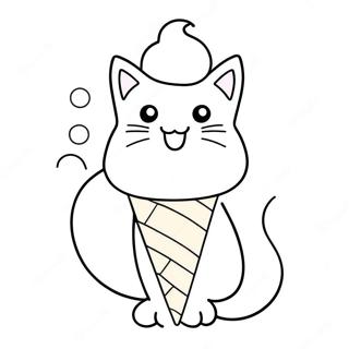 Playful Cat With Colorful Ice Cream Cone Coloring Page 67104-53807