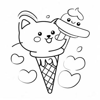 Playful Cat With Colorful Ice Cream Cone Coloring Page 67104-53808