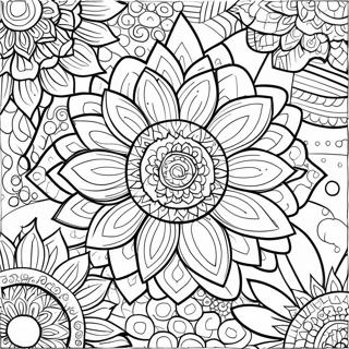 Stress Relief Sunflower For Adults Coloring Pages