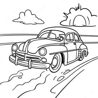 Hudson Hornet Racing At Sunset Coloring Page 67244-53916