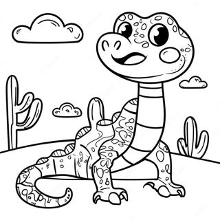 Cute Gila Monster In Desert Coloring Page 67254-53924