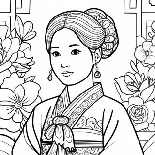 Korean Girl Coloring Pages