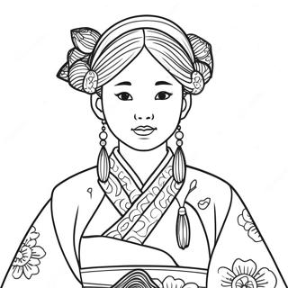 Korean Girl In Traditional Hanbok Coloring Page 67263-53931