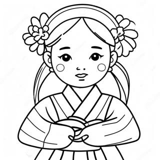 Korean Girl In Traditional Hanbok Coloring Page 67263-53932