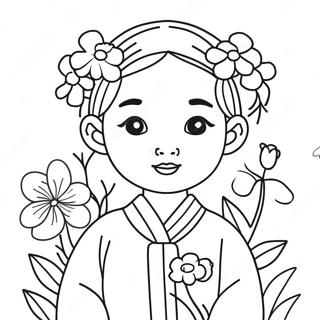 Korean Girl Coloring Pages