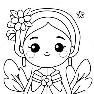 Cute Korean Girl With Flowers Coloring Page 67264-53928