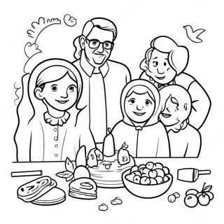 Joyful Shana Tova Family Gathering Coloring Page 67284-53941