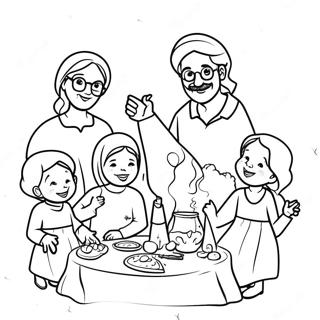 Joyful Shana Tova Family Gathering Coloring Page 67284-53943