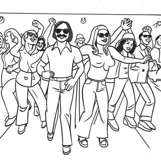 Groovy 1970s Dance Party Coloring Page 67364-54009