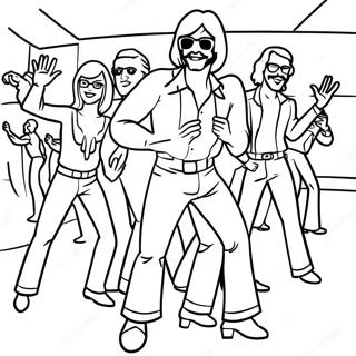 Groovy 1970s Dance Party Coloring Page 67364-54010