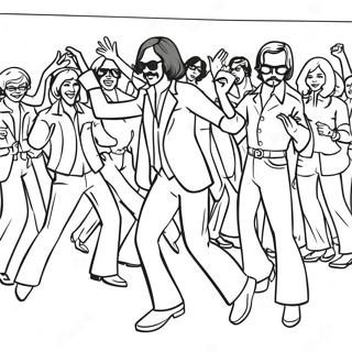 Groovy 1970s Dance Party Coloring Page 67364-54012